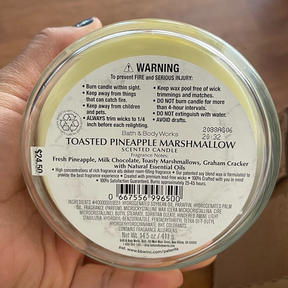 NWT Bath & Body Works 3-Wick Candle TOASTED PINEAPPLE MARSHMALLOW - Picture 4 of 4